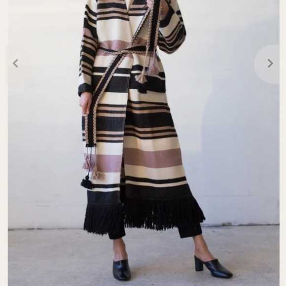 ULLA JOHNSON Areli Striped Alpaca Coat/Cardigan OS - Picture 4 of 15